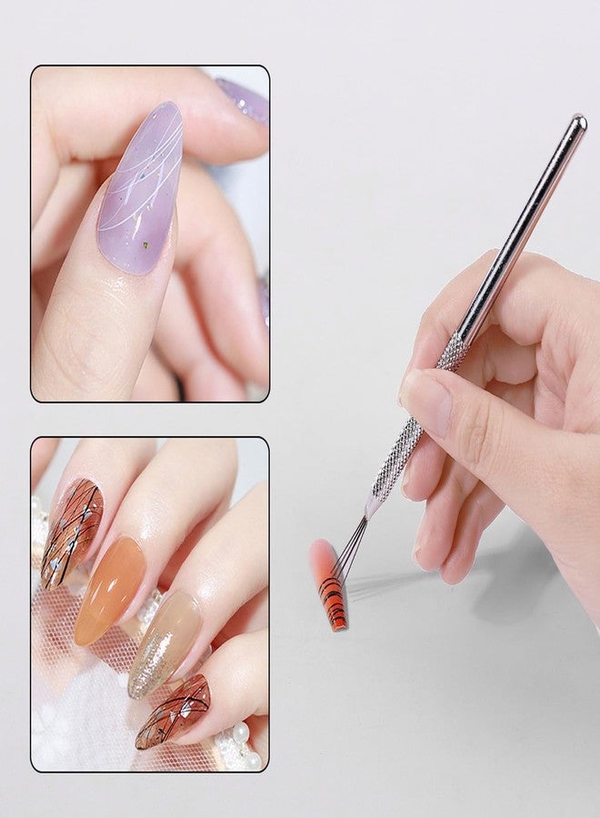 DANNEASY 4pcs 7-Pin Nail Liner, Stripe Lines Nail Art Pens Flexible Pins Ultra-thin Line Nail Brush, Spider Gel Manicure Tools Nail Art Line Painting Brushes Wire Drawing Pen - Image 3