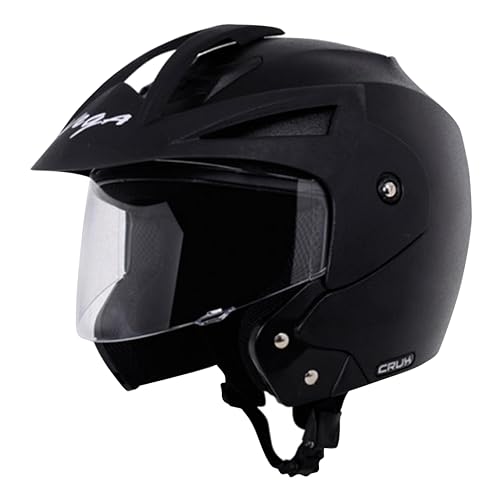 Vega Crux ISI Certified Flip-Up Helmet for Men and Women with Clear Visor(Black, Size:M) - Image 1