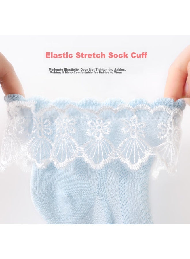 LANG SHA Langsha Children's Socks Girls Summer Thin Lace Edge Dance Socks Cute Versatile Princess Socks White 5 Pairs Foot Length 20-22cm Age 7-9 Size 30-35 - Image 4