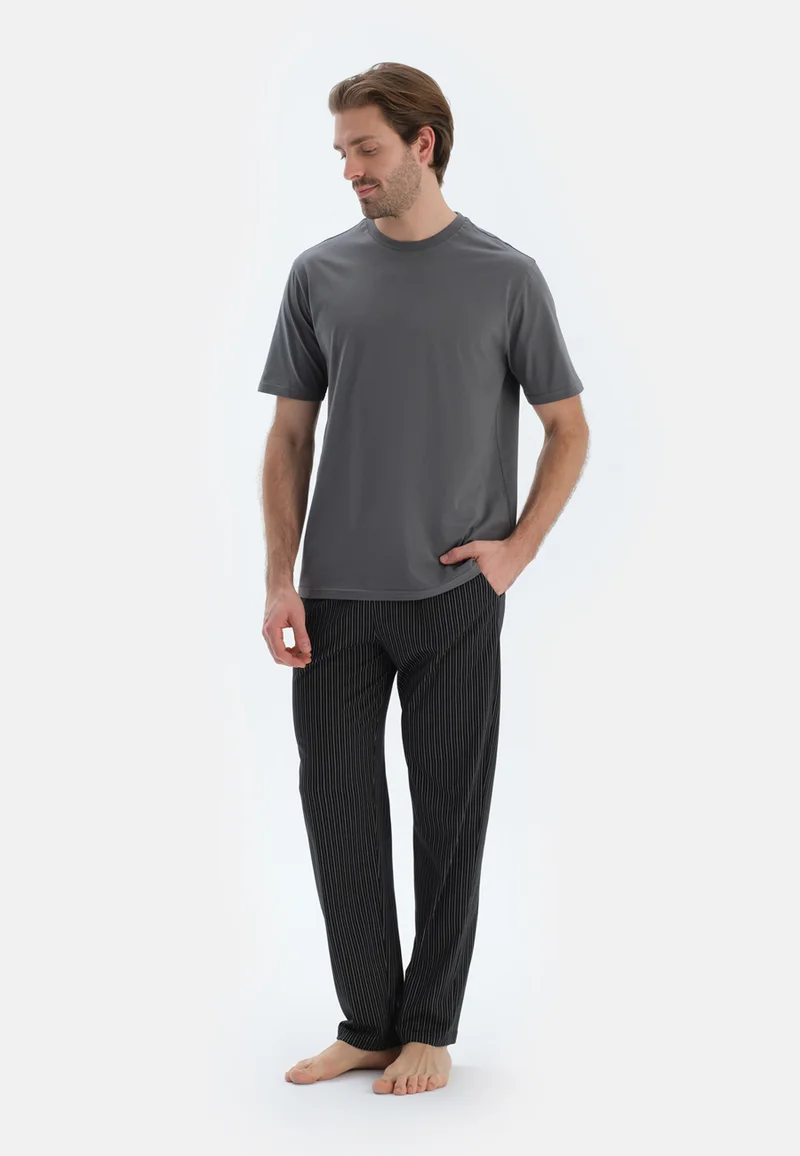 dagi  Striped Regular/Classic Fit Trousers Cotton Blend Sleepwear for Men | Best Price UAE