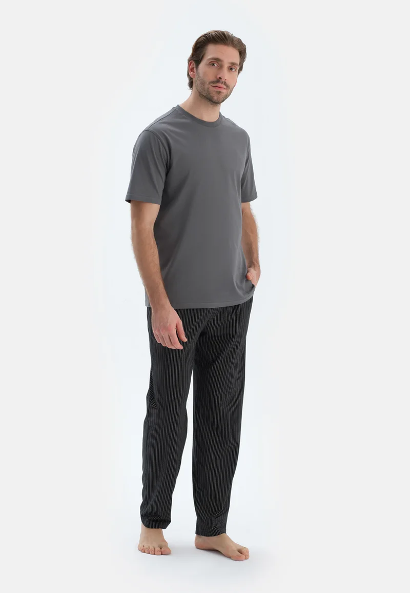 dagi  Striped Regular/Classic Fit Trousers Cotton Blend Sleepwear for Men | Best Price UAE
