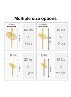 Excefore Picture Hangers, 72 Pcs Picture Hanging Nails, 4 Different Size Picture Hangers, Iron Alloy Nail Hooks, for Clock, Mirror, Jewelry, for Hanging Pictures, Picture Hanging Hardware  - Image 4