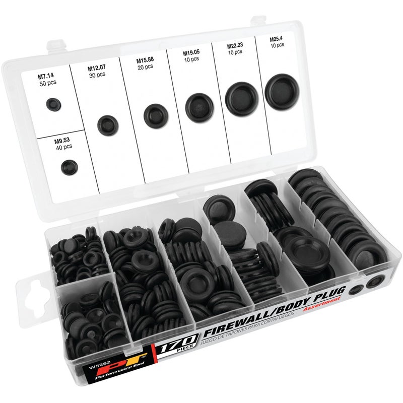 Performance Tool W5262 170pc Rubber Grommet Assortment Kit in Divided Organizer Case for Firewall and Body Use - Image 5