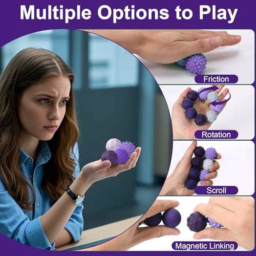 DIANZHU Silicone Magnetic Fidget Balls - 4 Pack Fidget Toys Adults Sensory Toys Stress Balls for Adults Teens Gifts for Calming,Autism and ADHD Classroom Office - Image 5