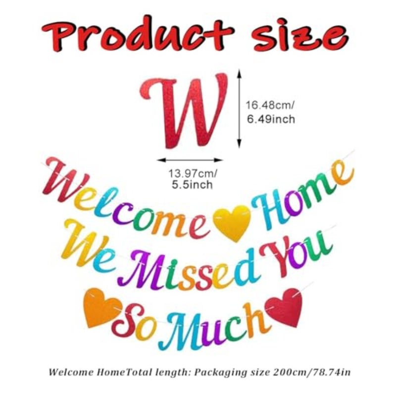Welcome Home Banners, 3Pcs Colorful Pre-Strung Welcome Home Banner, Welcome Home We Missed You So Much Banner, for Family Gatherings, Baby Shower, Military Homecoming, Welcome Back Parties - Image 4