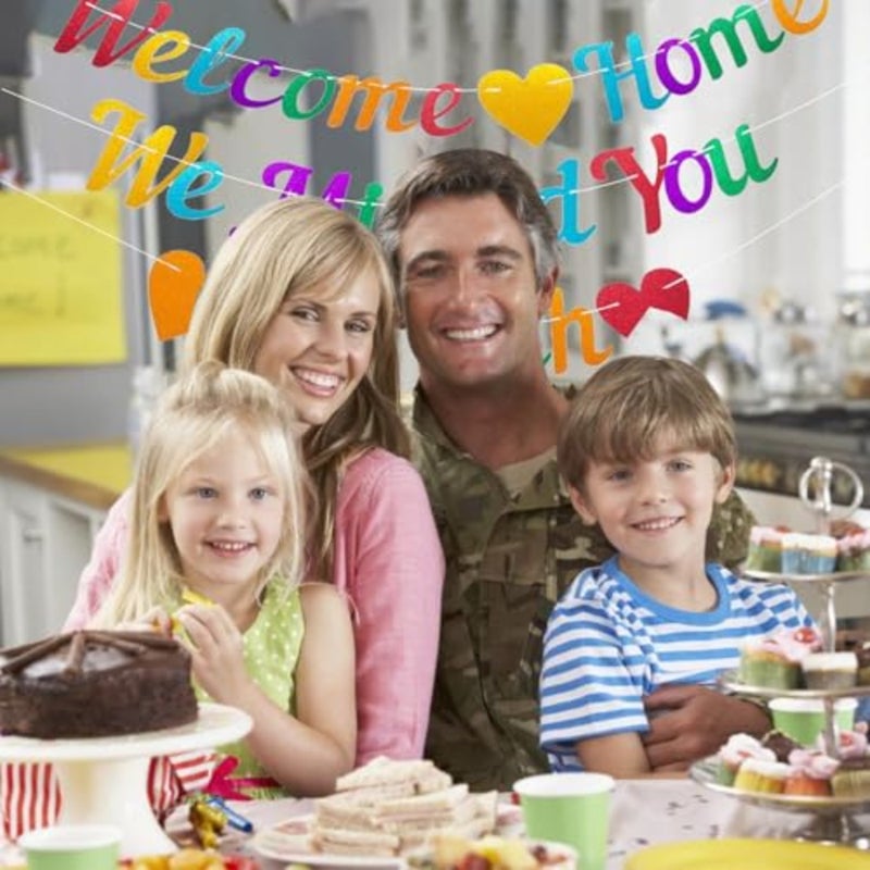 Welcome Home Banners, 3Pcs Colorful Pre-Strung Welcome Home Banner, Welcome Home We Missed You So Much Banner, for Family Gatherings, Baby Shower, Military Homecoming, Welcome Back Parties - Image 3