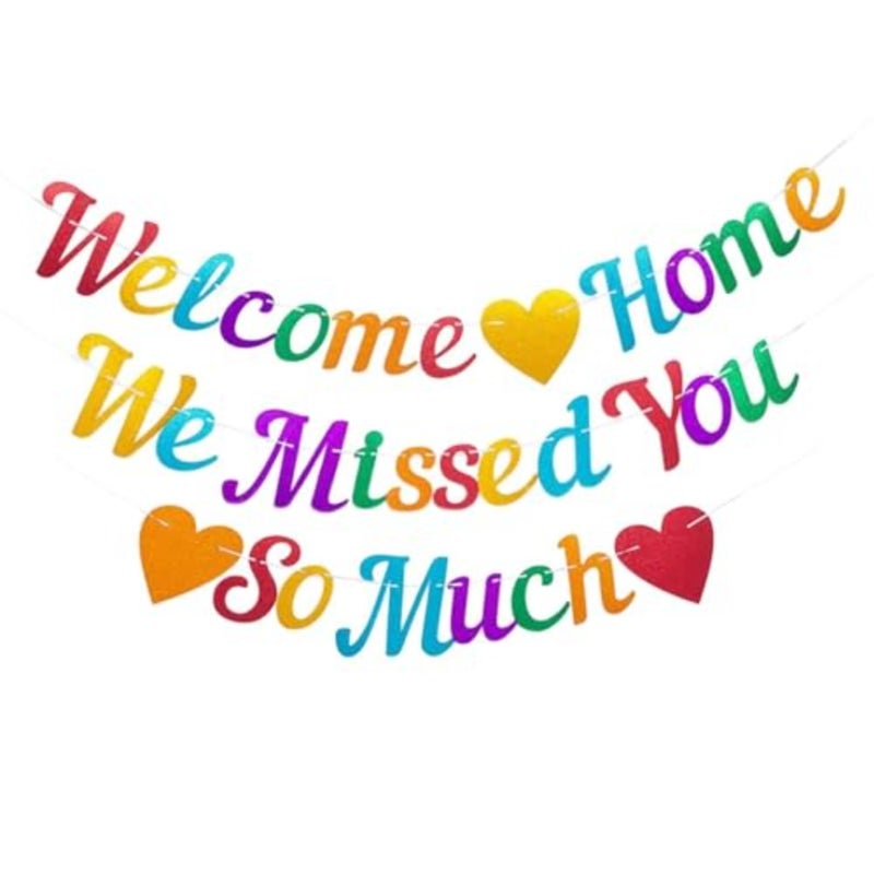Welcome Home Banners, 3Pcs Colorful Pre-Strung Welcome Home Banner, Welcome Home We Missed You So Much Banner, for Family Gatherings, Baby Shower, Military Homecoming, Welcome Back Parties - Image 1
