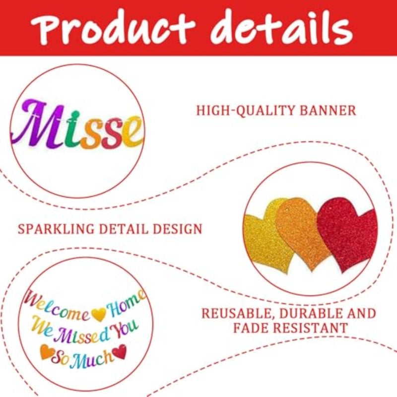 Welcome Home Banners, 3Pcs Colorful Pre-Strung Welcome Home Banner, Welcome Home We Missed You So Much Banner, for Family Gatherings, Baby Shower, Military Homecoming, Welcome Back Parties - Image 5