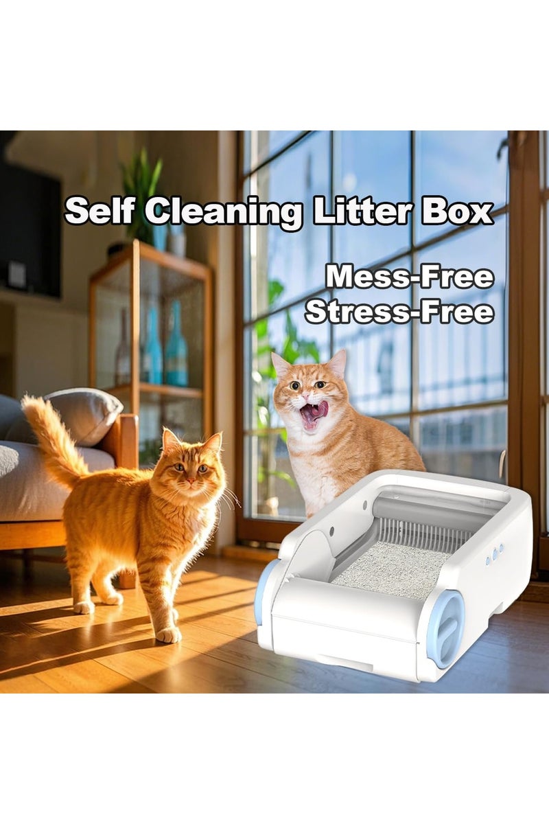 SJMD Open-Top Self Cleaning Cat Litter Box, 65L Low Noise Automatic Cat Litter Box with APP Control, Odor-Free Waste Disposal That Can Use Clumping Cat Litter Compatible with Google & Alexa - Image 3