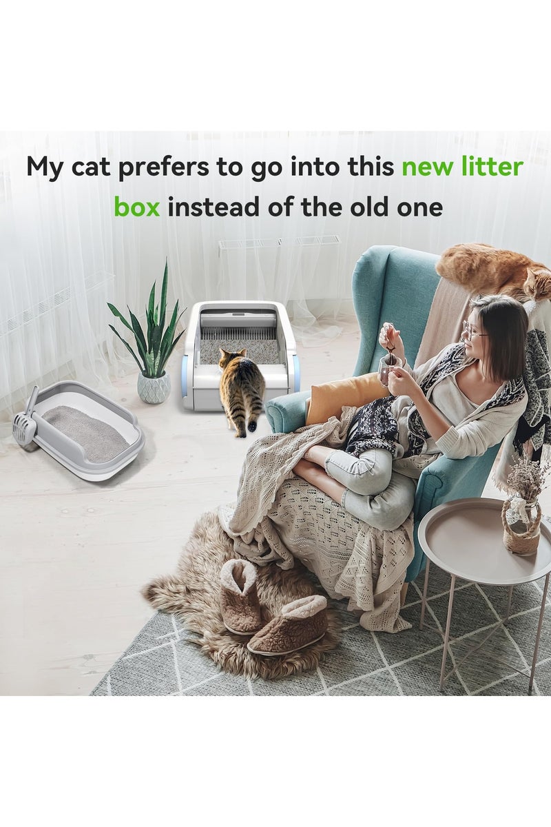 SJMD Open-Top Self Cleaning Cat Litter Box, 65L Low Noise Automatic Cat Litter Box with APP Control, Odor-Free Waste Disposal That Can Use Clumping Cat Litter Compatible with Google & Alexa - Image 4