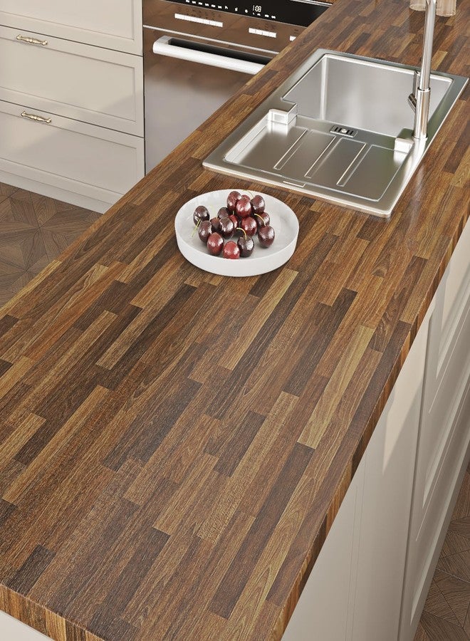 Decotalk Butcher Block Contact Paper Wood Contact Paper 17.7x120 Inch Dark Wood Contact Paper for Countertops Dark Brown Butcher Block Contact Paper Wood Peel and Stick Wallpaper Woods Vinyl Wrap - Image 2