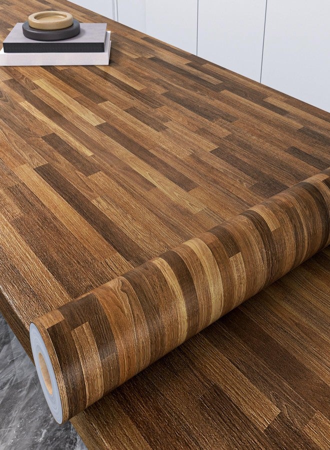 Decotalk Butcher Block Contact Paper Wood Contact Paper 17.7x120 Inch Dark Wood Contact Paper for Countertops Dark Brown Butcher Block Contact Paper Wood Peel and Stick Wallpaper Woods Vinyl Wrap - Image 1
