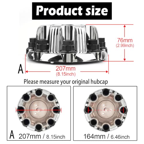 Rheedal 1Pc 207MM/8.15IN Center Cap for Chevy GMC Chevrolet Rim Wheel Replacement 15039488 15039489 9597169 9597170 Hub Cap, Chrome 8 Lug Wheel Cover. - Image 3