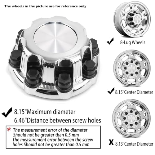 Rheedal 1Pc 207MM/8.15IN Center Cap for Chevy GMC Chevrolet Rim Wheel Replacement 15039488 15039489 9597169 9597170 Hub Cap, Chrome 8 Lug Wheel Cover. - Image 5