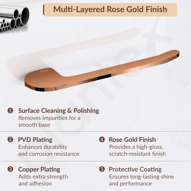 plantex Plantex Smero Pure Brass Napkin Holder/Ring/Hand Napkin Holder for Wash Basin/Bathroom Accessories - Smart(PVD Rose Gold)  - Image 3