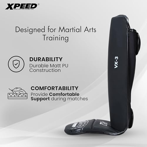 XPEED Matt PU Grappling ShinGuard/Shin Pad | Thick Padding Forefoot | Shin Guard for Men and Women | Training Practice and Sports | Kickboxing shinpad | Baseball | Cricket | Sports Shinguards (S) - Image 3