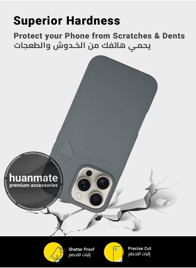 huanmate - Apple iPhone 16 Pro MagSafe Case Grey- High Quality Strong Magnet, Wireless Charging Compatible, Shockproof Protection, Ultra Slim Anti-Scratch Magnetic Cover for Apple iPhone 16 Pro - Image 1