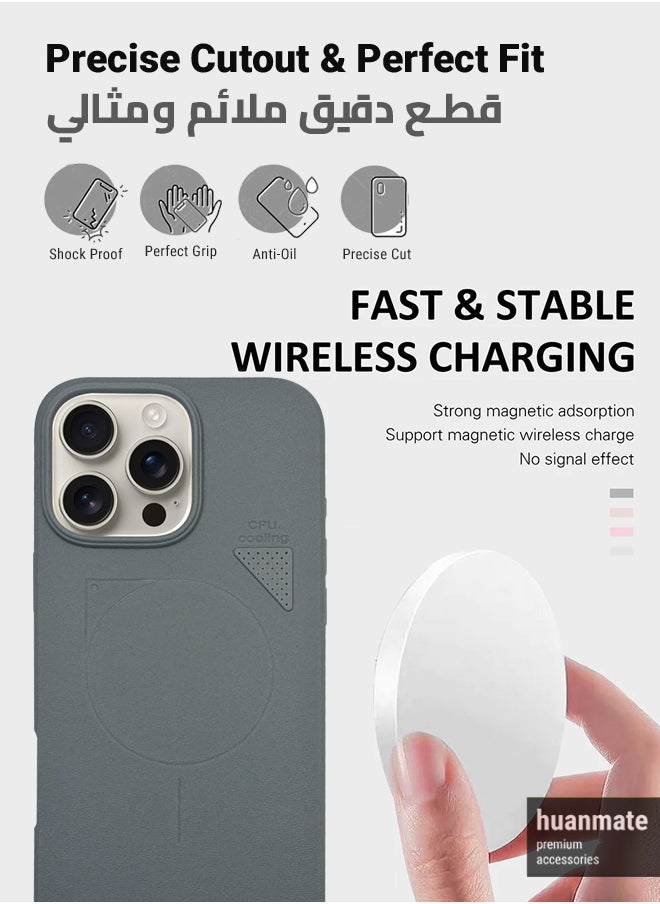 huanmate - Apple iPhone 16 Pro MagSafe Case Grey- High Quality Strong Magnet, Wireless Charging Compatible, Shockproof Protection, Ultra Slim Anti-Scratch Magnetic Cover for Apple iPhone 16 Pro - Image 1