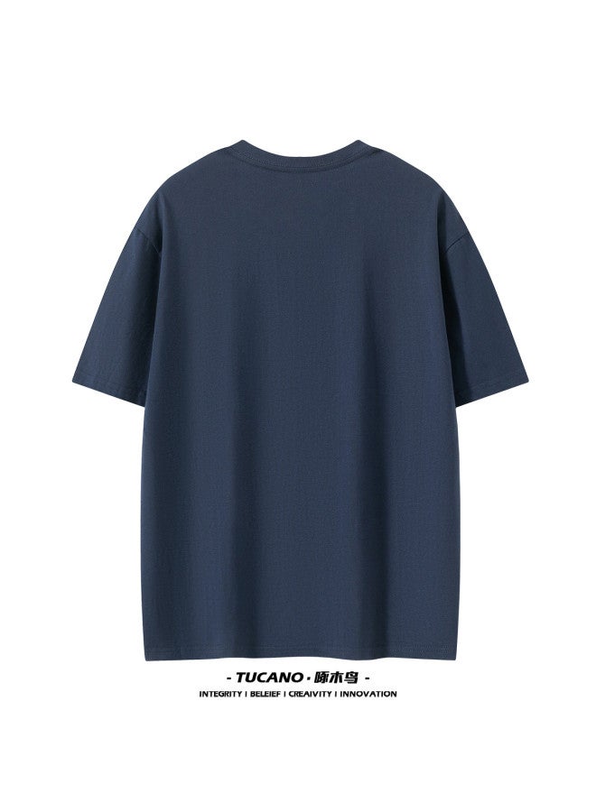Tucano Men's Summer American High Street Short Sleeve T-shirt - Loose Fit Thin Casual Tee For Teens, Breathable Cotton Crewneck Basic Top Trendy Streetwear - Image 3