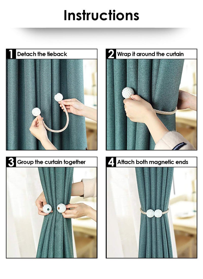 RAMCHA RAMCHA Round Pearl Polyester and Magnet Curtain Tiebacks Drapery Holdbacks Binding Tie Band for Living Room Decoration Medium Maroon Set of 2 Pieces Standard SWT137  - Image 5