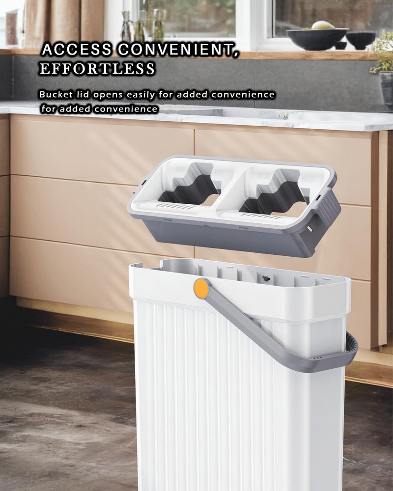 Exvito EasyWring Microfiber Spin Mop & Bucket Floor Cleaning System – Hands-Free Wringing, Super Absorbent Microfiber Heads (2 Refills) Deep Cleaning for Hardwood & Tile for Home & Office Use (White) - Image 4