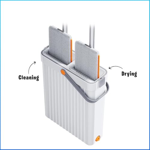 Exvito EasyWring Microfiber Spin Mop & Bucket Floor Cleaning System – Hands-Free Wringing, Super Absorbent Microfiber Heads (2 Refills) Deep Cleaning for Hardwood & Tile for Home & Office Use (White) - Image 3