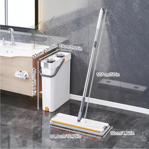 Exvito EasyWring Microfiber Spin Mop & Bucket Floor Cleaning System – Hands-Free Wringing, Super Absorbent Microfiber Heads (2 Refills) Deep Cleaning for Hardwood & Tile for Home & Office Use (White) - Image 2