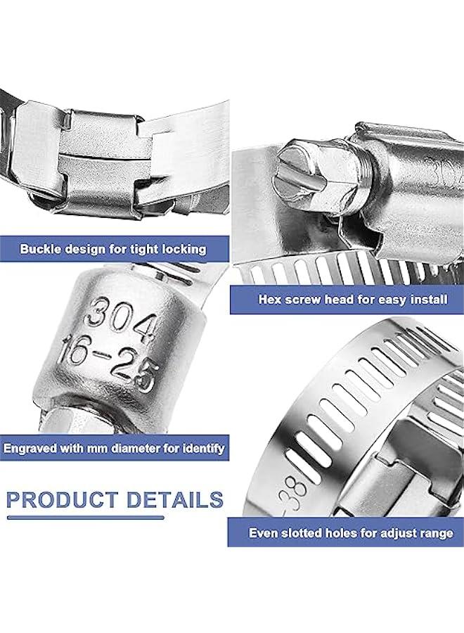 Arabest 120 Piece Stainless Steel Hose Clamp Assortment Kit for Fuel Line, Plumbing, Automotive Applications - 1/4'' to 1-1/2'' Worm Gear Clamps for Pipe, Radiator, Garden, Tube, Mechanical Use  - Image 5