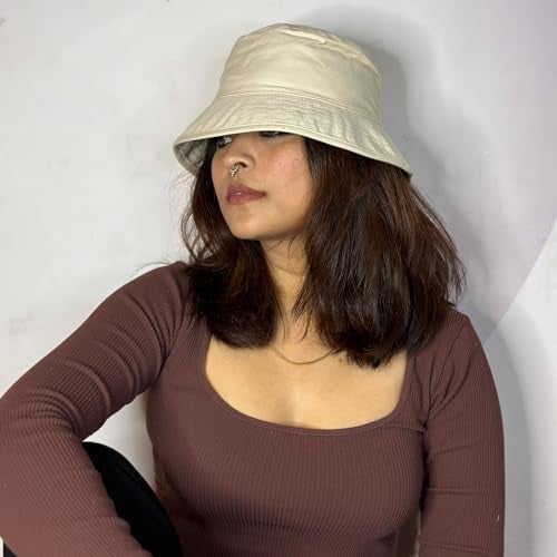 Coreteq Floppy Bucket Hat Summer Beach Sun Protection Soft Cotton Men Stylish Casual Cap Fisherman Travel Outdoor Hiking Trekking Round Top Hats for Unisex Fitting, Natural White - Free Size - Image 3