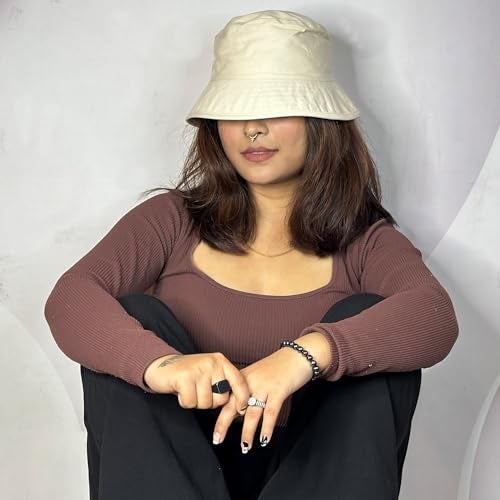 Coreteq Floppy Bucket Hat Summer Beach Sun Protection Soft Cotton Men Stylish Casual Cap Fisherman Travel Outdoor Hiking Trekking Round Top Hats for Unisex Fitting, Natural White - Free Size - Image 4