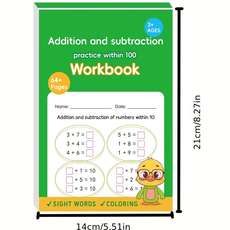 Mathematics Practice Book For Preschoolers 64 Pages Addition And Subtraction Handwriting Improvement Workbook 0 328 Feet - Image 1