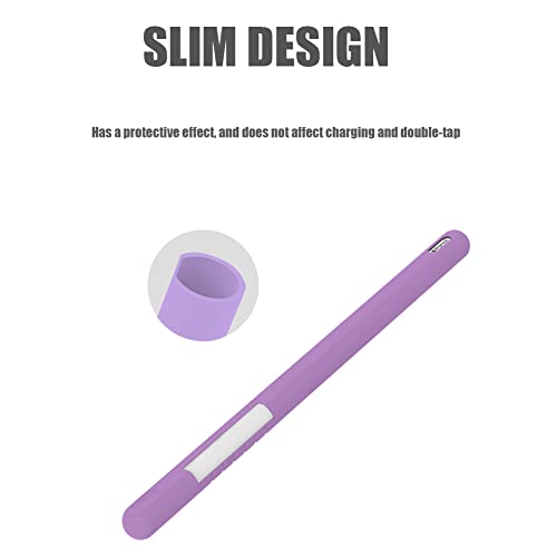YINVA Sleeve Cover Compatible with Apple Pencil Pro/ 2nd Generation, Grip Skin Case Accessories Compatible with iPad Pencil 2 Gen with Nib Cap (Purple) - Image 4