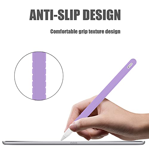 YINVA Sleeve Cover Compatible with Apple Pencil Pro/ 2nd Generation, Grip Skin Case Accessories Compatible with iPad Pencil 2 Gen with Nib Cap (Purple) - Image 3