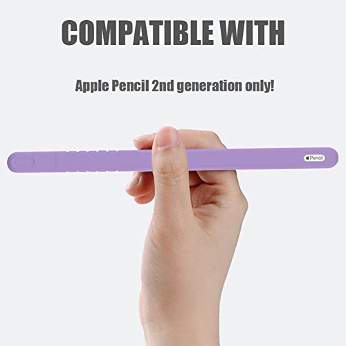 YINVA Sleeve Cover Compatible with Apple Pencil Pro/ 2nd Generation, Grip Skin Case Accessories Compatible with iPad Pencil 2 Gen with Nib Cap (Purple) - Image 2