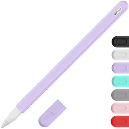 YINVA Sleeve Cover Compatible with Apple Pencil Pro/ 2nd Generation, Grip Skin Case Accessories Compatible with iPad Pencil 2 Gen with Nib Cap (Purple) - Image 1