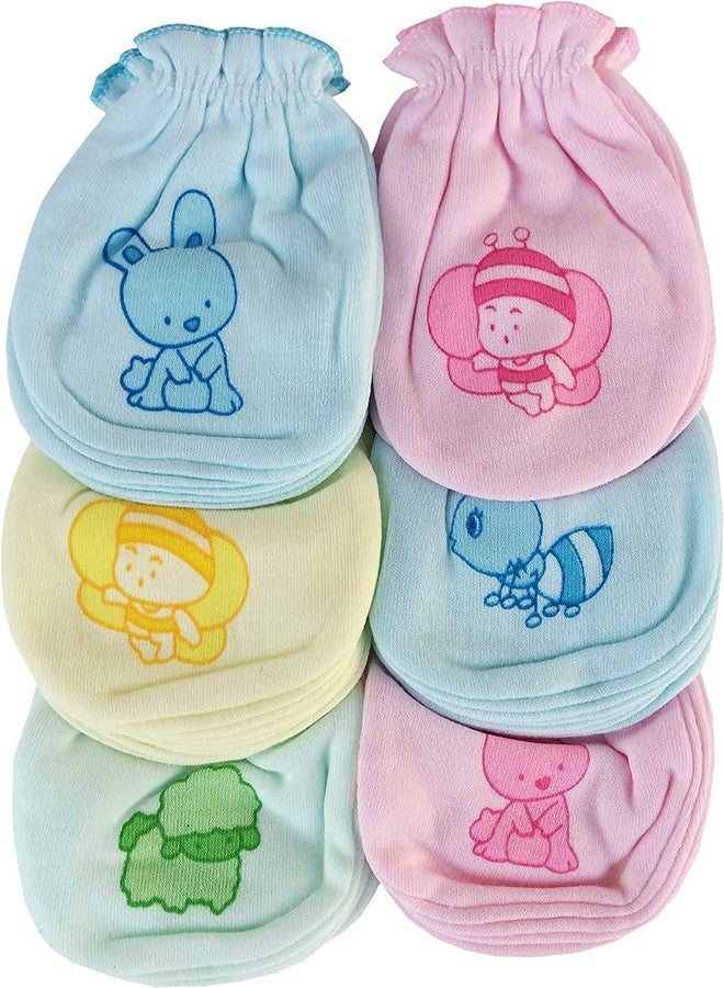 ANKIMA Babys' Cotton Soft Mittens (Multicolour) Pack of 6 (0-3 months) - Image 1