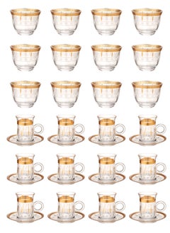 Dove 36-Piece Tea & Coffee Glass Set Clear/Gold/White, Serve for 12  - Image 1