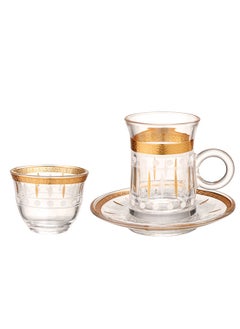 Dove 36-Piece Tea & Coffee Glass Set Clear/Gold/White, Serve for 12  - Image 2