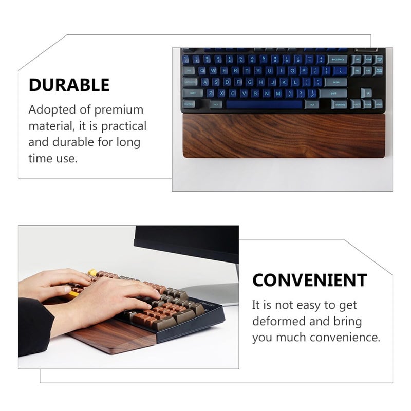 Walnut Wood Keyboard Wrist Rest Ergonomic Palm Support 440x80mm for Office Gaming - Image 4