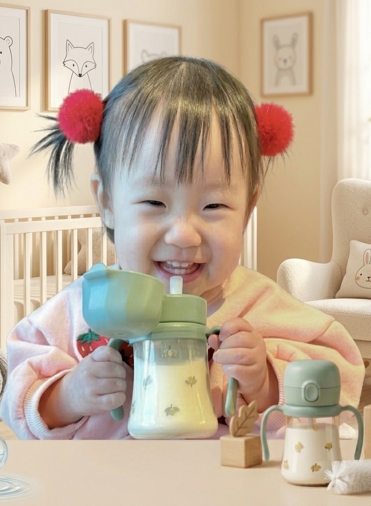 GROSMIMI Flip Top Spill Proof Sippy Cup, PPSU, BPA Free, 6 oz, Stage 2 Straw for Toddlers (Olive) - Image 1