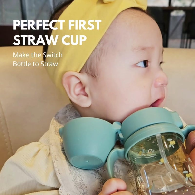 GROSMIMI Flip Top Spill Proof Sippy Cup, PPSU, BPA Free, 6 oz, Stage 2 Straw for Toddlers (Olive) - Image 4