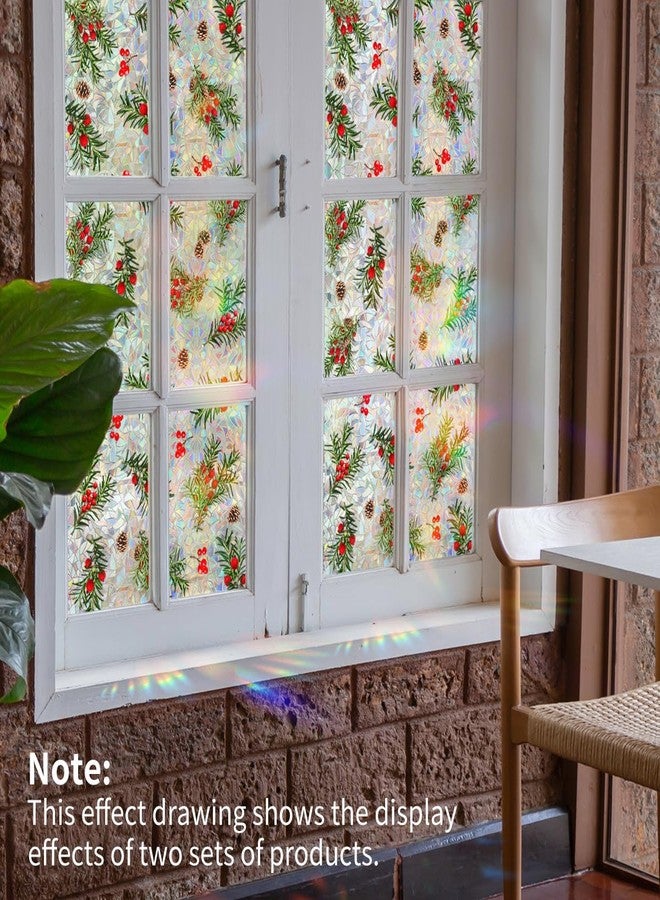 Mirabuy Christmas Pine and Berry Window Privacy Film, Holiday Blocking Static Window Clings, 17.71x39.37 inches - Image 5