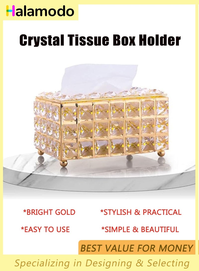 Tissue Box, Crystal Decorative Tissue Box Holder, Tissue Box Cover, Sparkling Tissue Holder, Napkin Facial Tissue Holders, Paper Towel Dispenser for Bathroom Dresser - Image 1