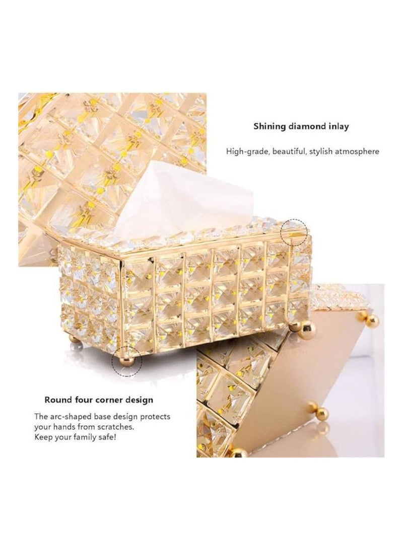 Tissue Box, Crystal Decorative Tissue Box Holder, Tissue Box Cover, Sparkling Tissue Holder, Napkin Facial Tissue Holders, Paper Towel Dispenser for Bathroom Dresser - Image 4