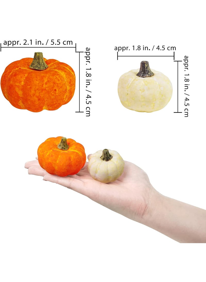Winlyn Winlyn 32 Pcs Assorted Artificial Orange and Cream Baby Boo Mini Pumpkins Rustic Harvest Pumpkins Fall Thanksgiving Halloween Wreath Tabletop Decor Bowl Fillers  - Image 2