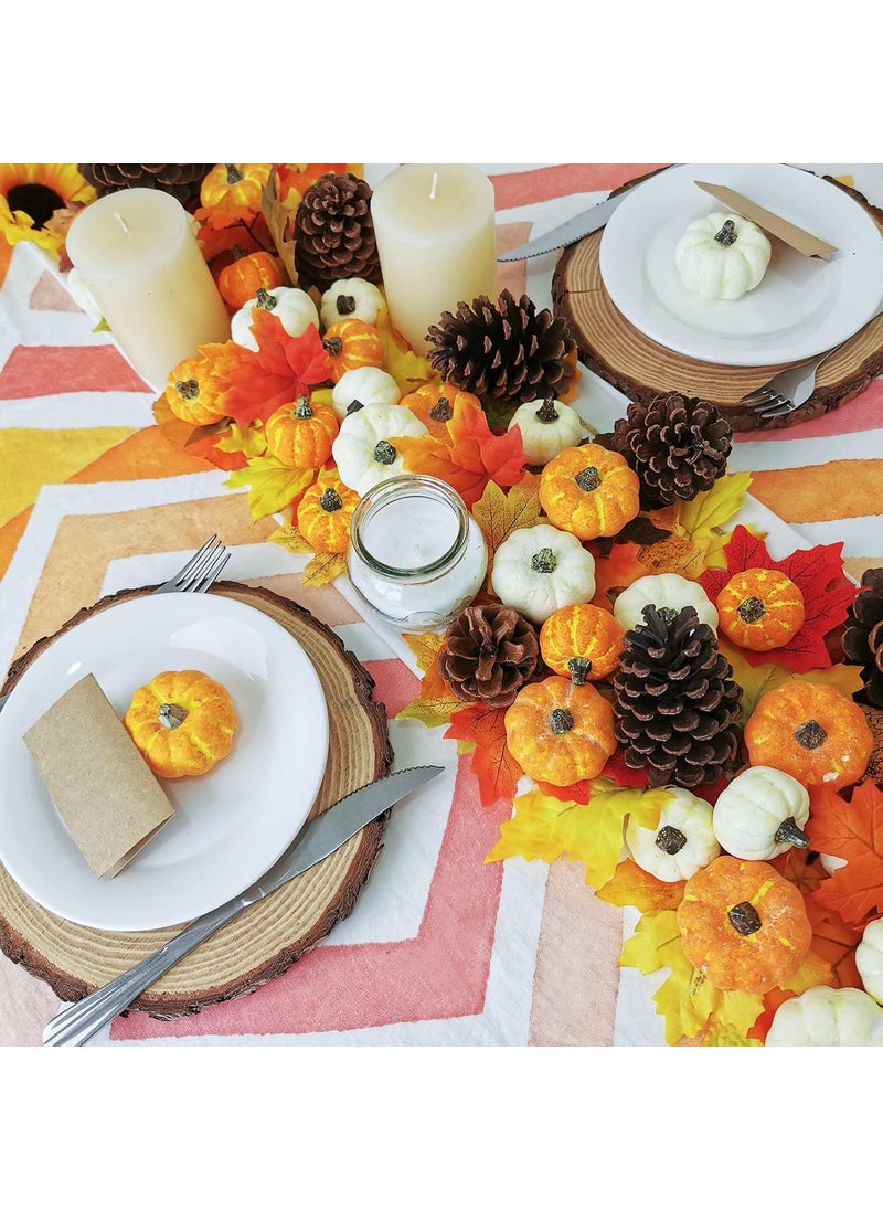Winlyn Winlyn 32 Pcs Assorted Artificial Orange and Cream Baby Boo Mini Pumpkins Rustic Harvest Pumpkins Fall Thanksgiving Halloween Wreath Tabletop Decor Bowl Fillers  - Image 5