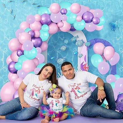 BRIJBAZAAR Rubber Mermaid Balloons For Birthday Decoration -Pack Of 56 Balloon Decoration For Birthday Decoration Items For Girl Mermaid Theme Balloon Decoration Kit, Multicolor - Image 5