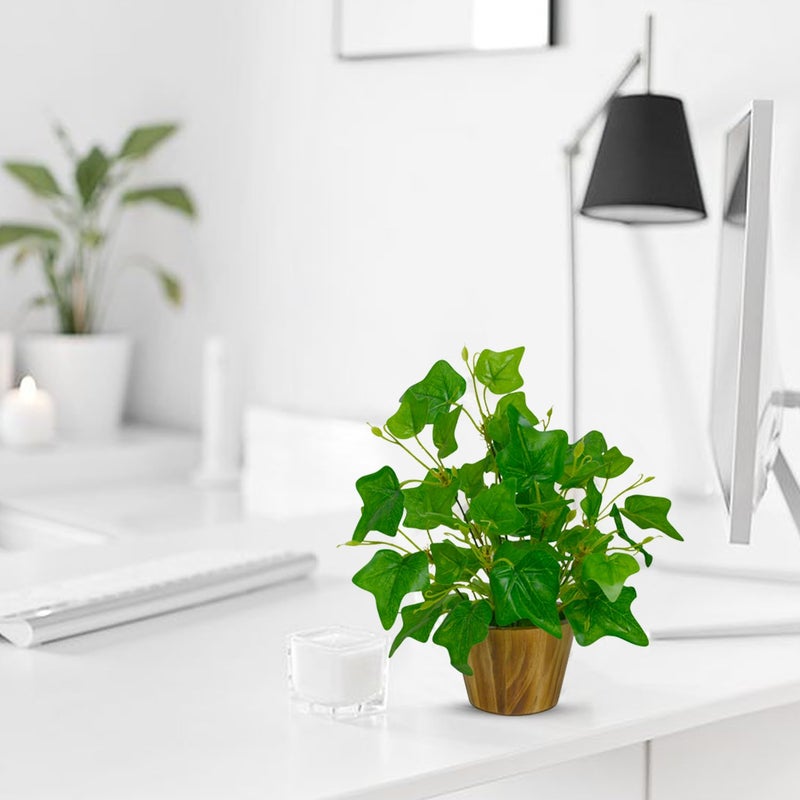 fancymart Artificial Plant Leaves in Wooden Pot Perfect Potted Decoration for Home Living Room & Office Spaces Décor - Image 2