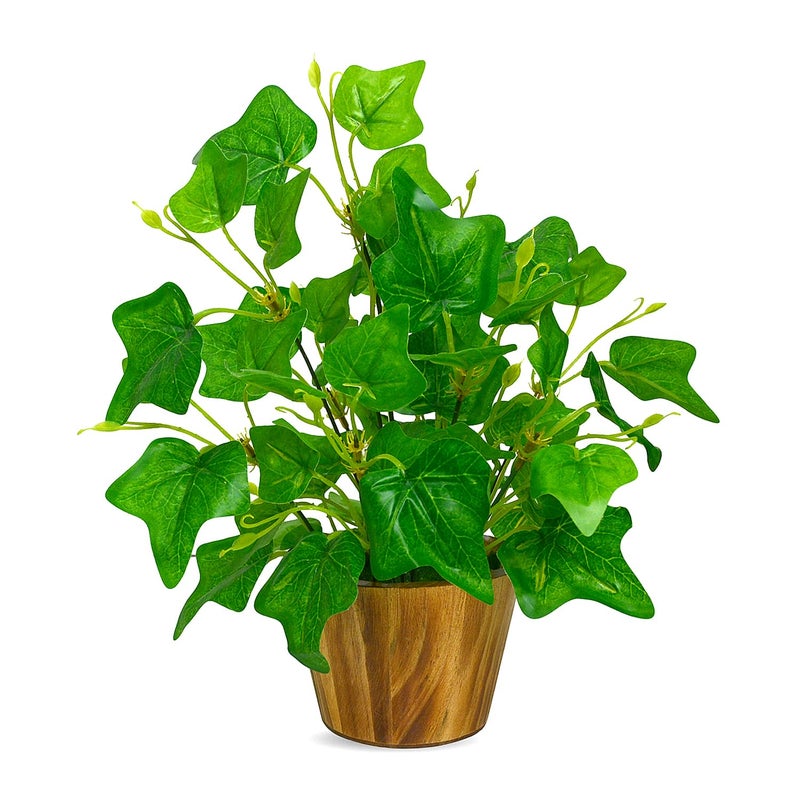 fancymart Artificial Plant Leaves in Wooden Pot Perfect Potted Decoration for Home Living Room & Office Spaces Décor - Image 1