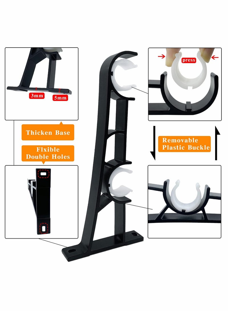 Excefore Curtain Double Rod Holder, Heavy Duty Curtain Rod Holder for 1" Curtain Rod, Curtain Rod Hook for Wall Black Double Curtain Holder Hook, 3 Piece Curtain Rod Holder - Image 2